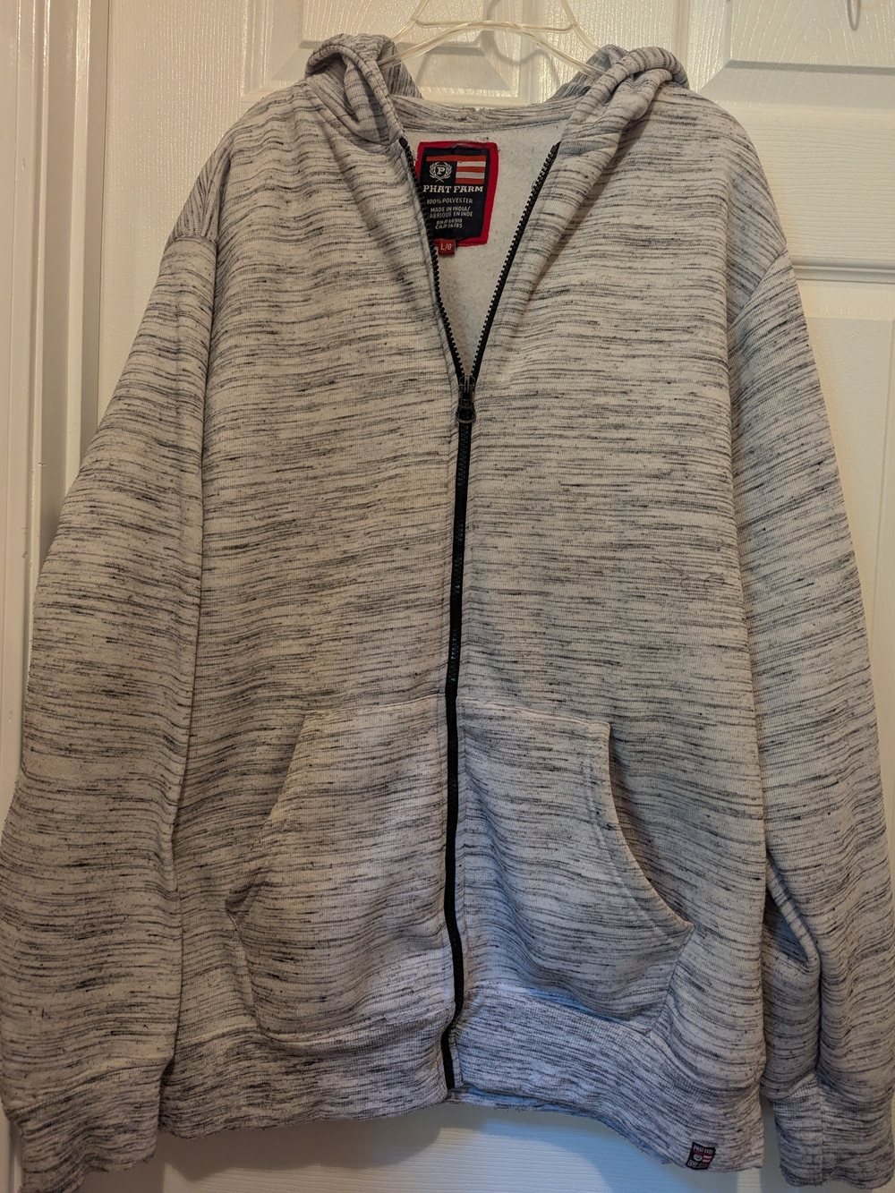 Phat Farm Men's Light Gray Marbled Full-Zip Hoodie